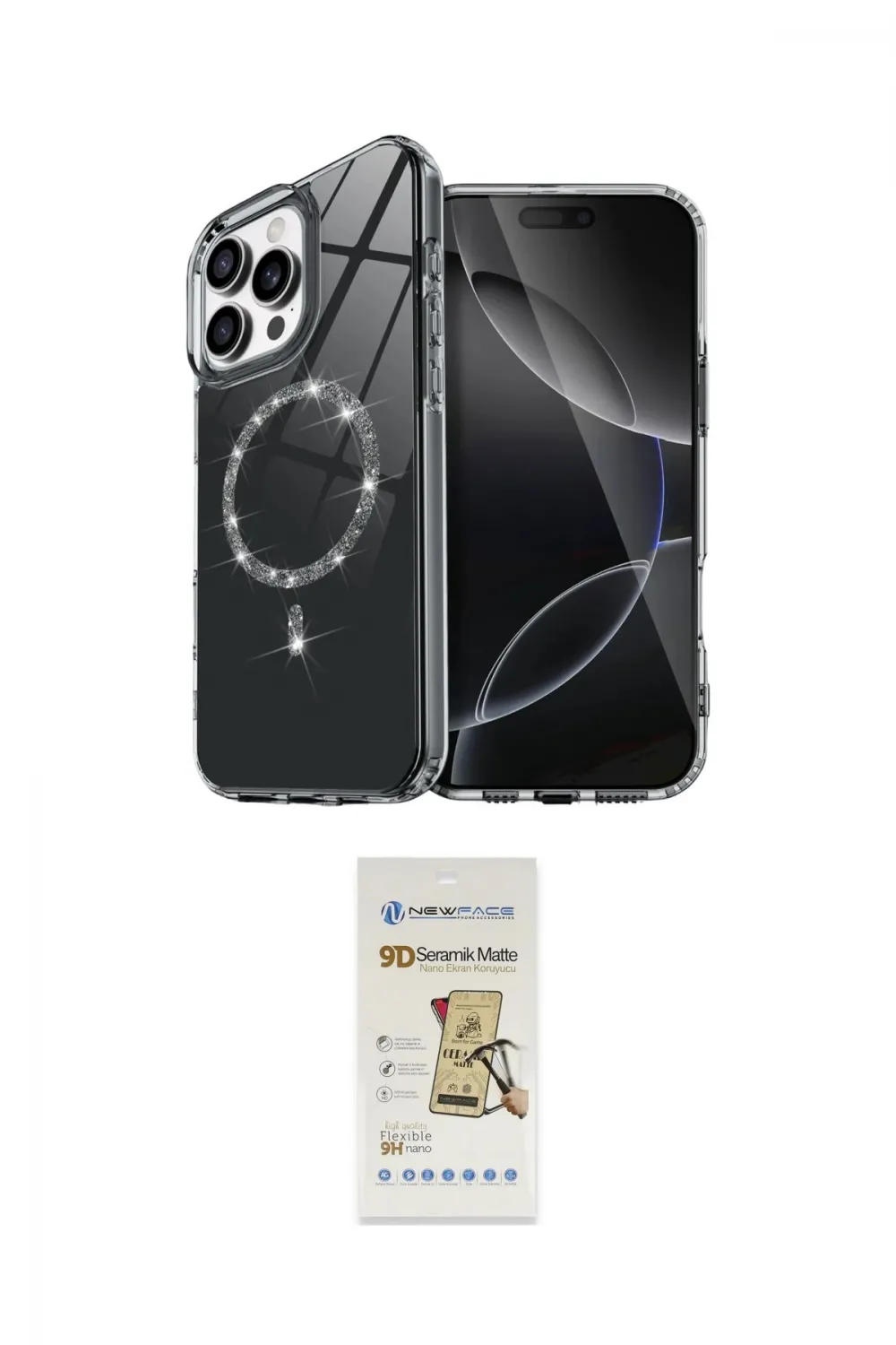 ieg™ iPhone 14 Pro Max Kılıf Kıvılcım Form Prime - Siyah Mat Seramik Nano Ekran Koruyucu