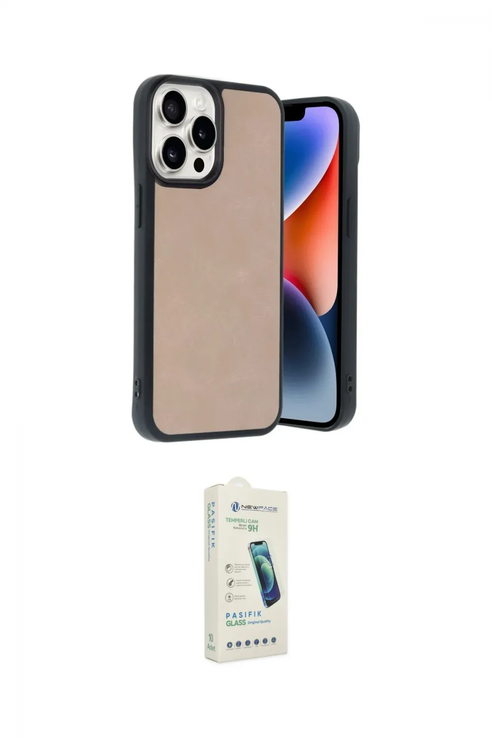 ieg™ iPhone 14 Pro Max Kılıf Kıvılcım Işık Serisi - Şeffaf Pasifik Cam Ekran Koruyucu