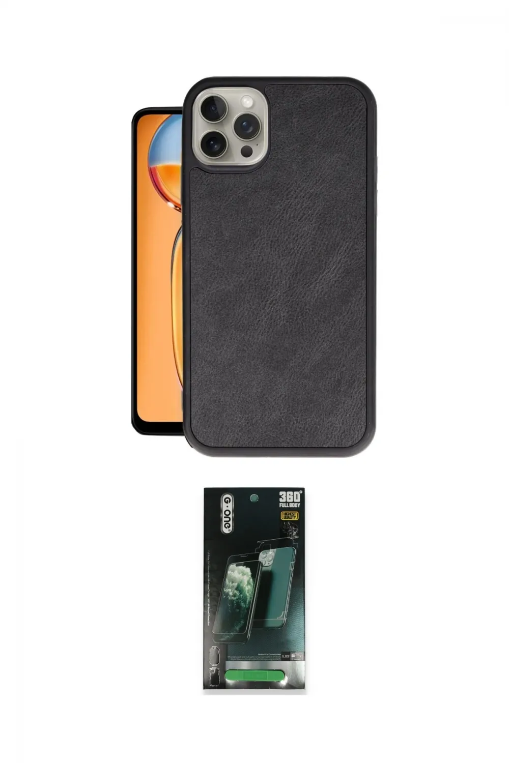 ieg™ iPhone 14 Pro Max Kılıf Kıvılcım Işık Serisi - Siyah 360 Mat Full Body Arka Koruyucu