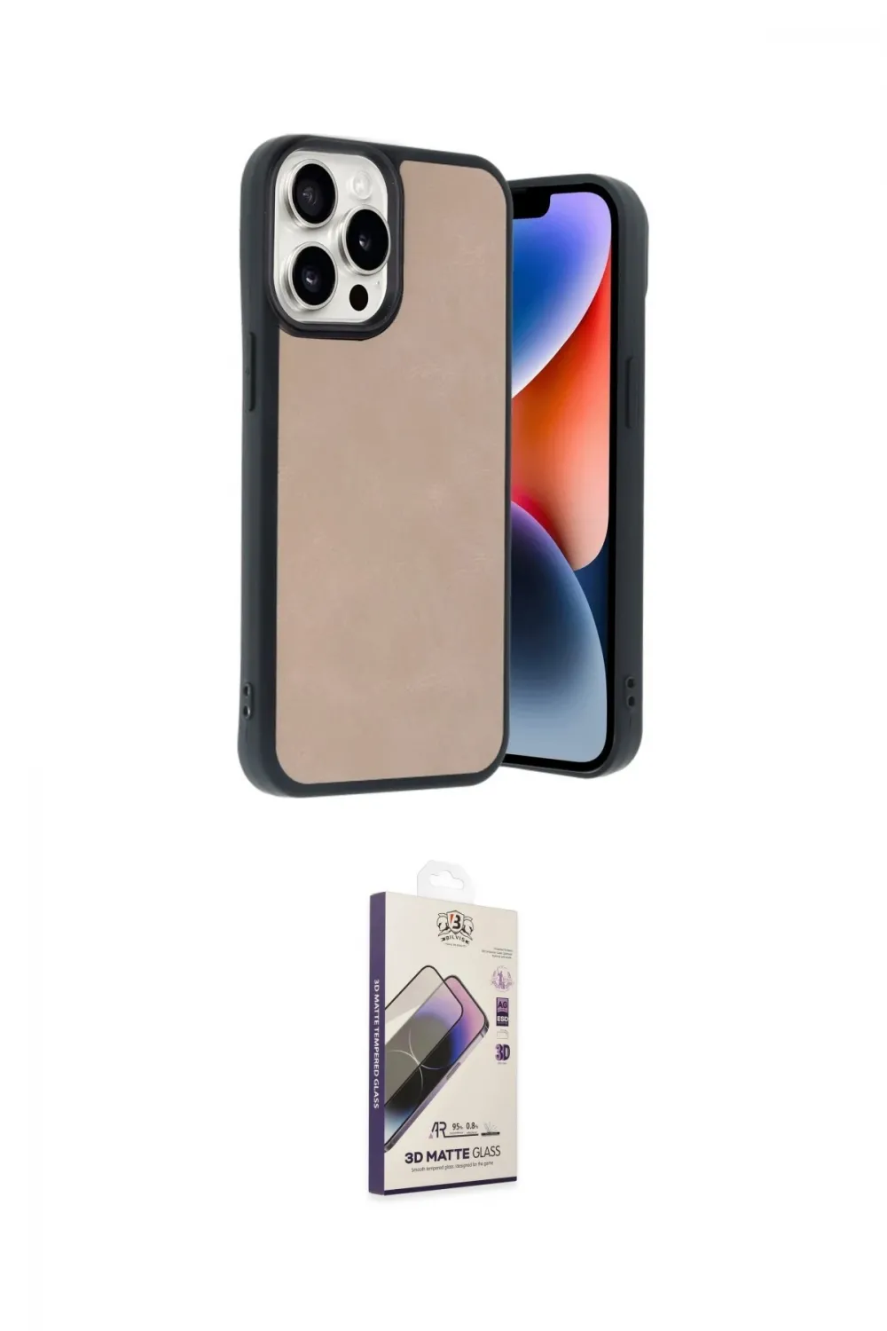 ieg™ iPhone 14 Pro Max Kılıf Kıvılcım Işık Serisi - Siyah Bilvis 3D Mat Cam Ekran Koruyucu