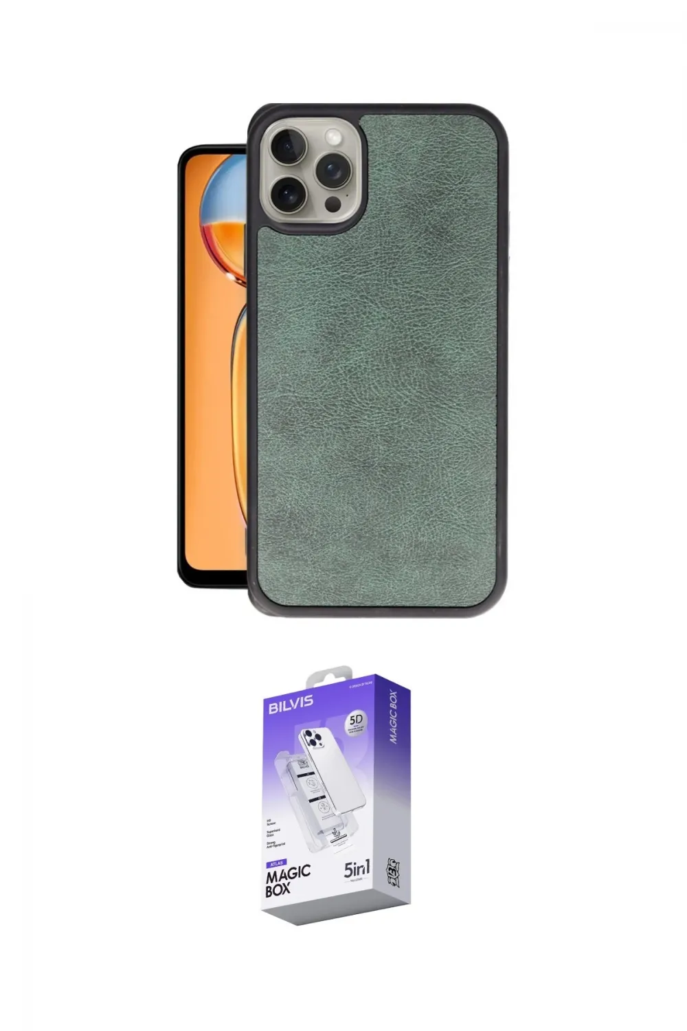 ieg™ iPhone 14 Pro Max Kılıf Kıvılcım Işık Serisi - Siyah Bilvis 5in1 3D Magic Cam Ekran Koruyucu