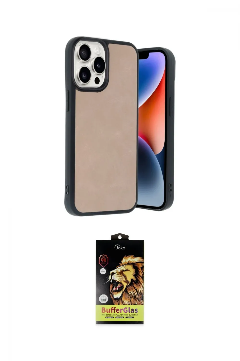 ieg™ iPhone 14 Pro Max Kılıf Kıvılcım Işık Serisi - Siyah Buffer Cam Ekran Koruyucu