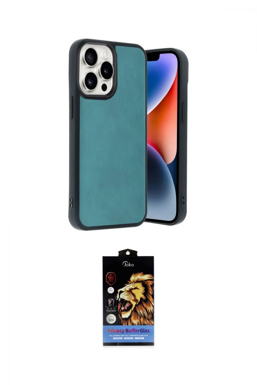 ieg™ iPhone 14 Pro Max Kılıf Kıvılcım Işık Serisi - Siyah Buffer Hayalet Cam Ekran Koruyucu