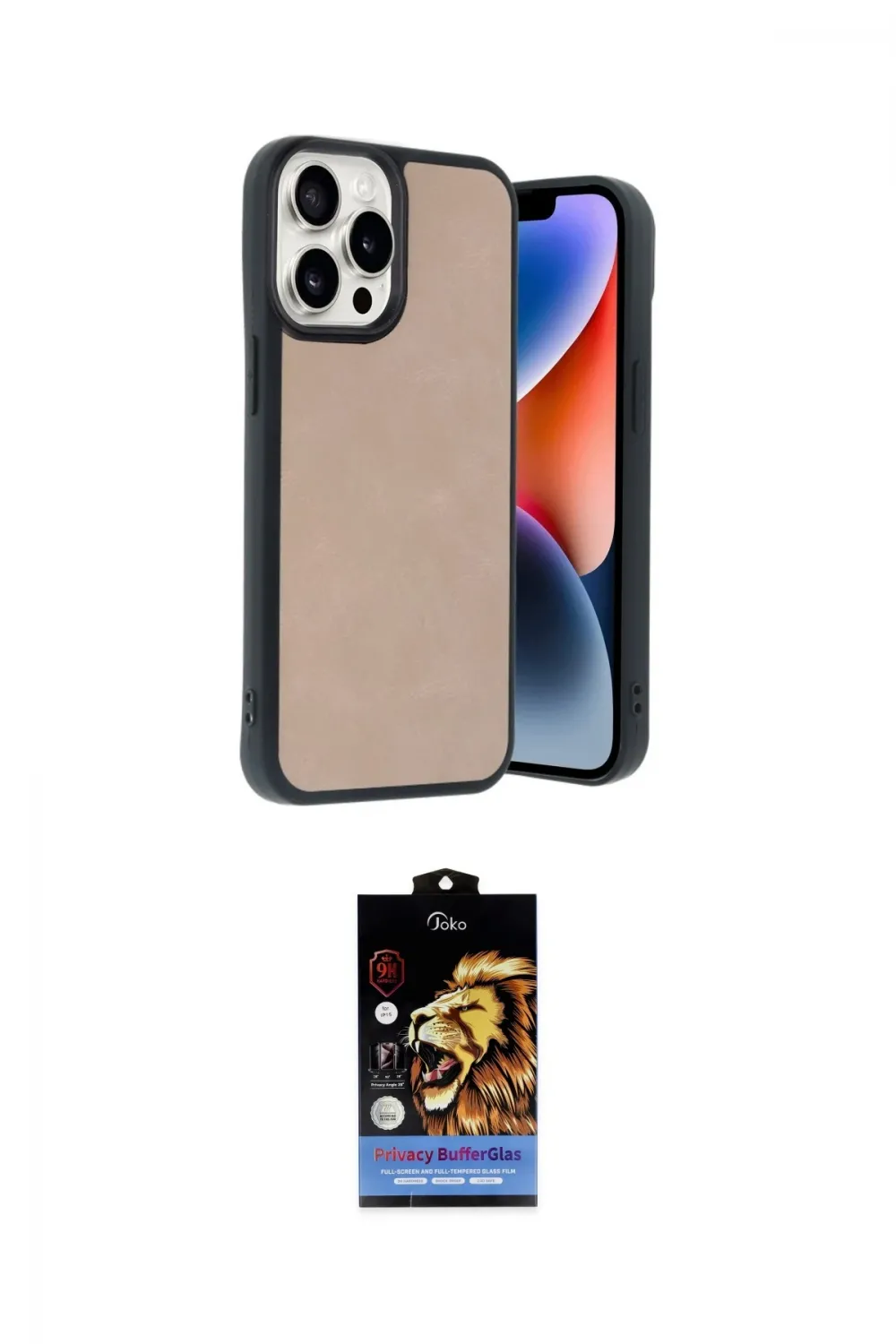 ieg™ iPhone 14 Pro Max Kılıf Kıvılcım Işık Serisi - Siyah Buffer Hayalet Cam Ekran Koruyucu