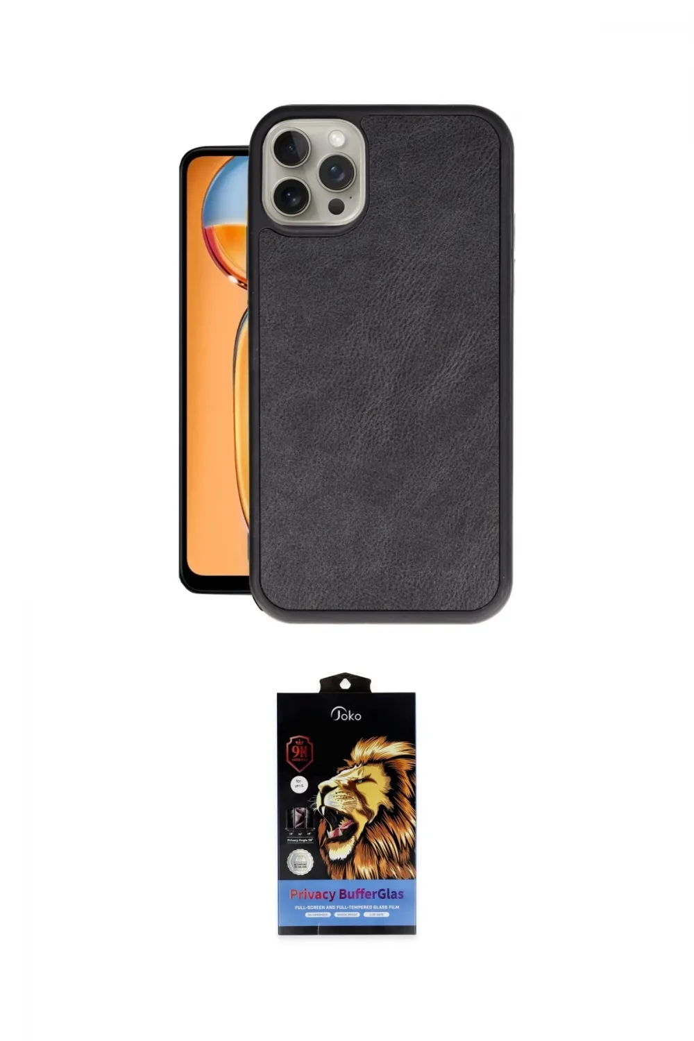 ieg™ iPhone 14 Pro Max Kılıf Kıvılcım Işık Serisi - Siyah Buffer Hayalet Cam Ekran Koruyucu