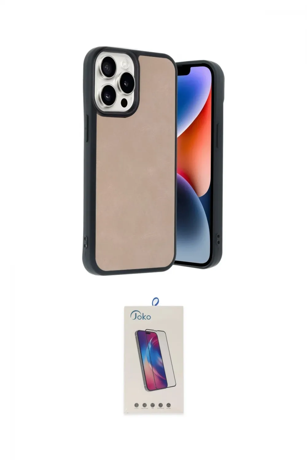 ieg™ iPhone 14 Pro Max Kılıf Kıvılcım Işık Serisi - Siyah Joko 5D Cam