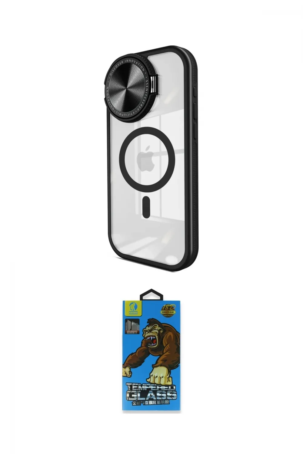 ieg™ iPhone 14 Pro Max Kılıf Kıvılcım Modern Koleksiyonu - Siyah 18D Cam Ekran Koruyucu