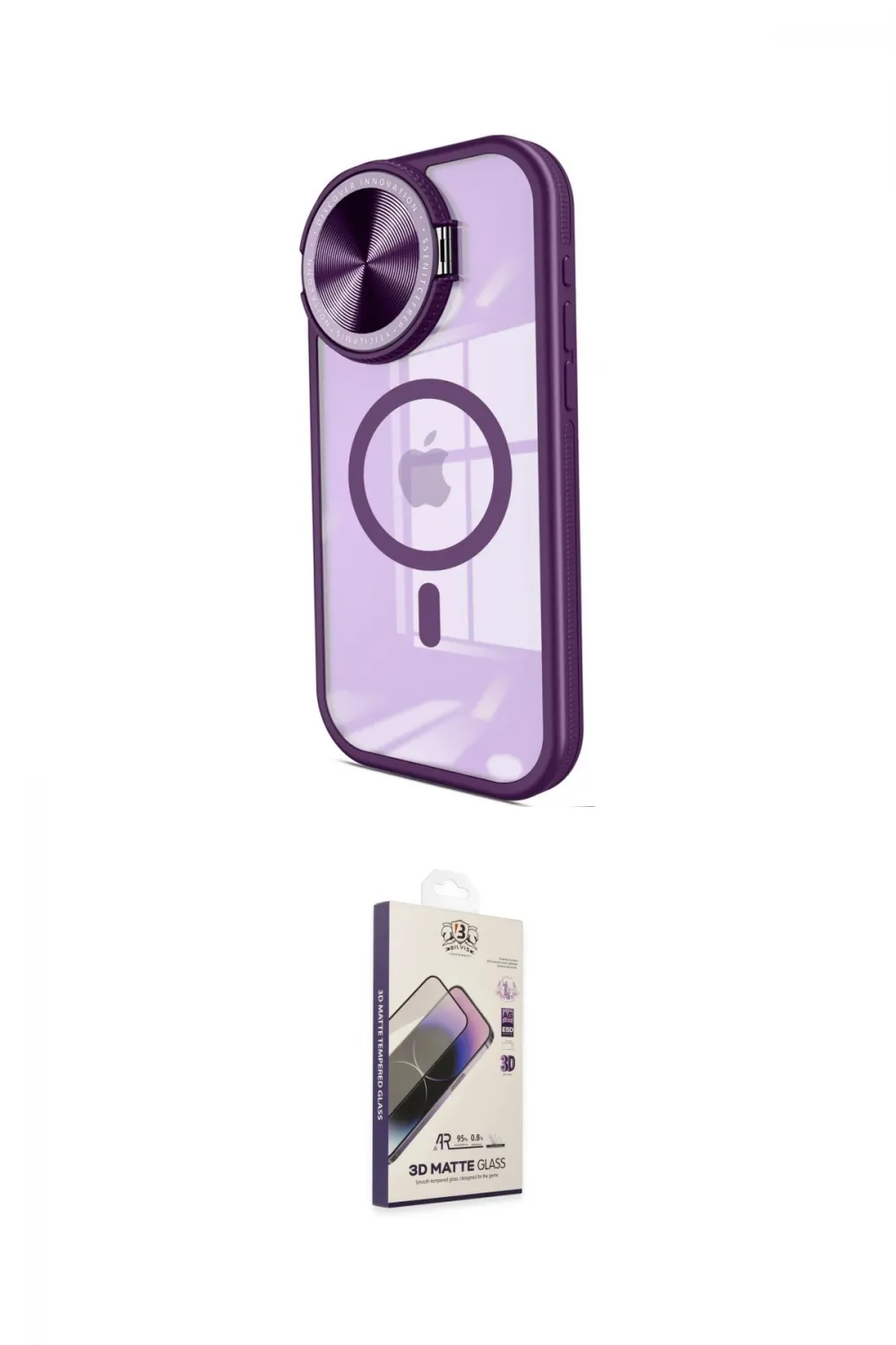 ieg™ iPhone 14 Pro Max Kılıf Kıvılcım Modern Koleksiyonu - Siyah Bilvis 3D Mat Cam Ekran Koruyucu