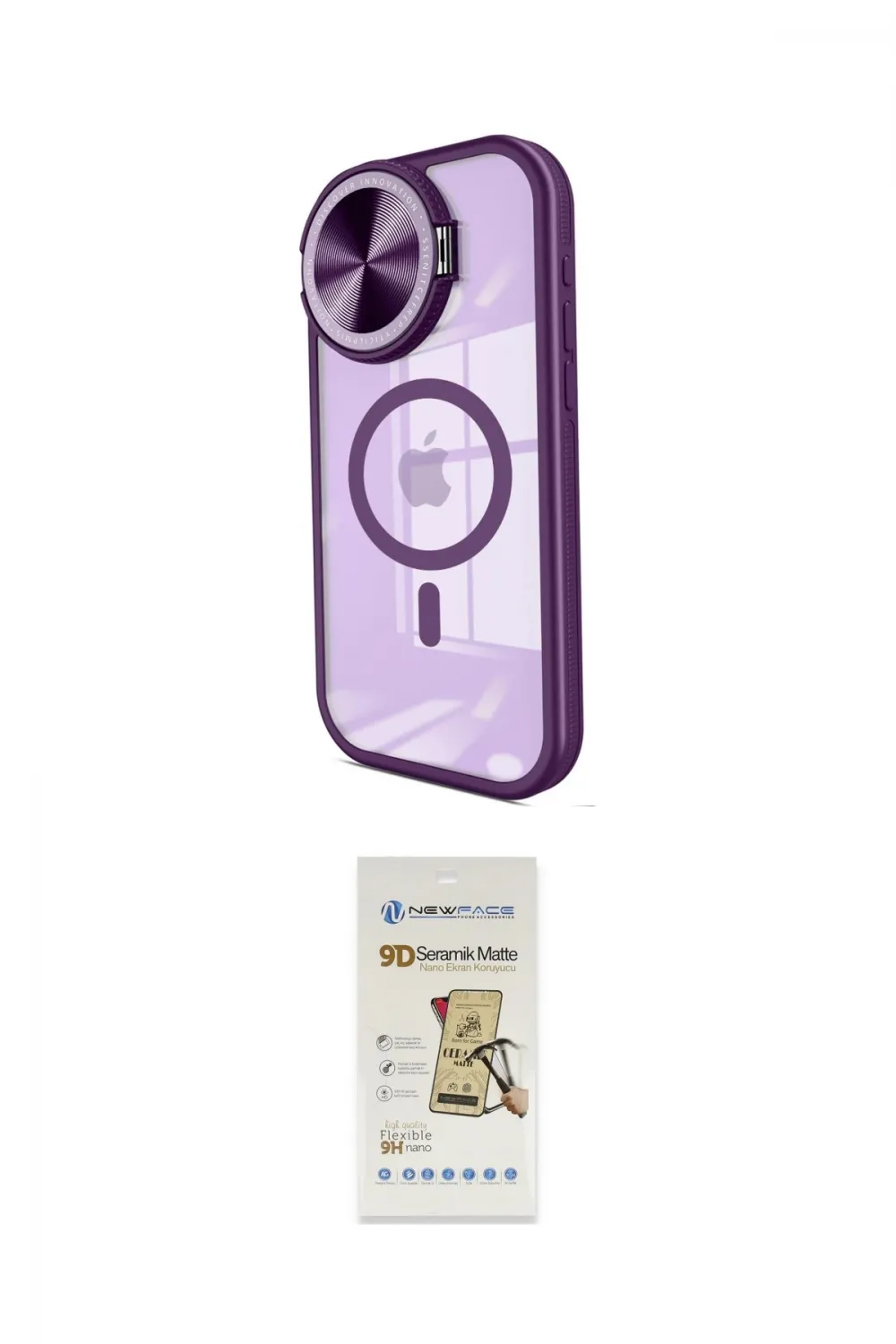 ieg™ iPhone 14 Pro Max Kılıf Kıvılcım Modern Koleksiyonu - Siyah Mat Seramik Nano Ekran Koruyucu
