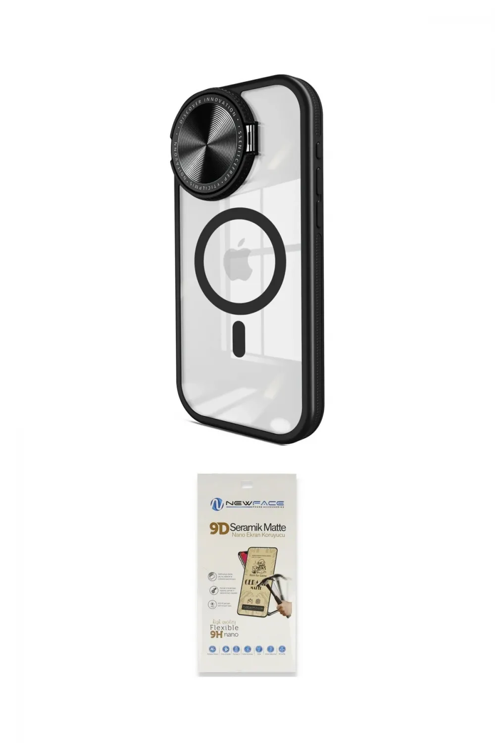ieg™ iPhone 14 Pro Max Kılıf Kıvılcım Modern Koleksiyonu - Siyah Mat Seramik Nano Ekran Koruyucu