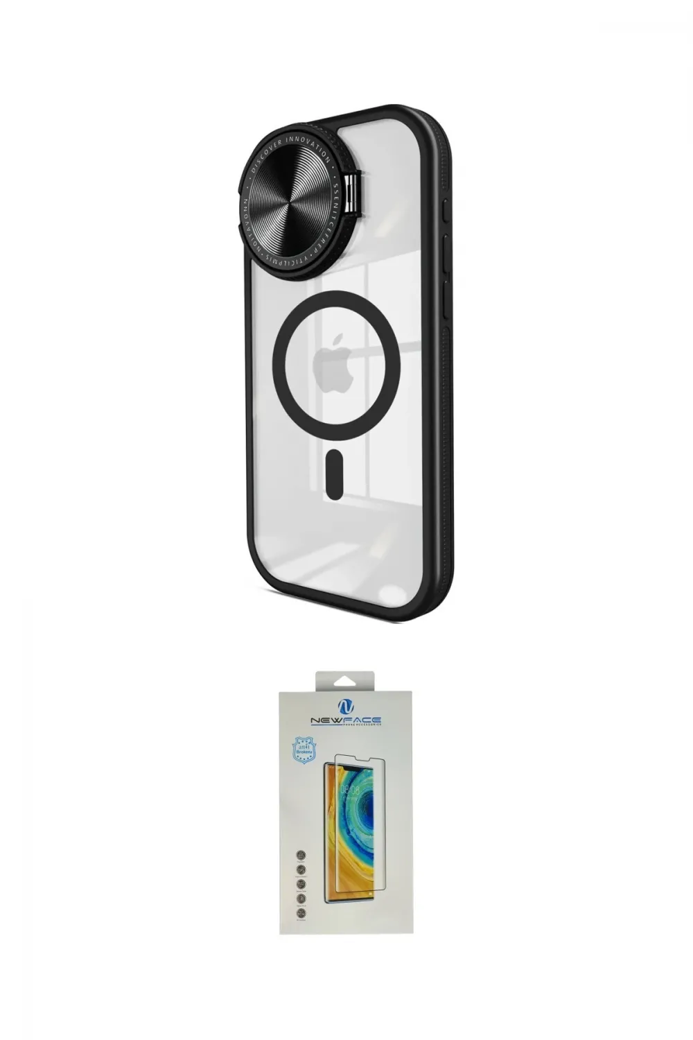 ieg™ iPhone 14 Pro Max Kılıf Kıvılcım Modern Koleksiyonu - Siyah Polymer Nano Ekran Koruyucu