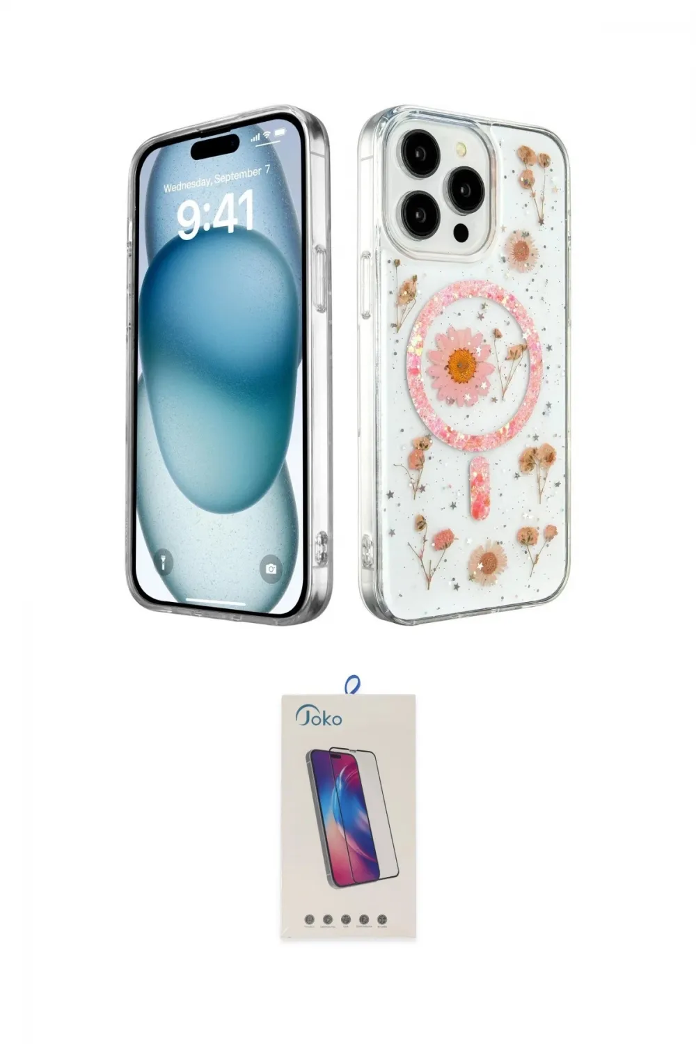 ieg™ iPhone 14 Pro Max Kılıf Kozmos Doku - Siyah Joko 5D Cam