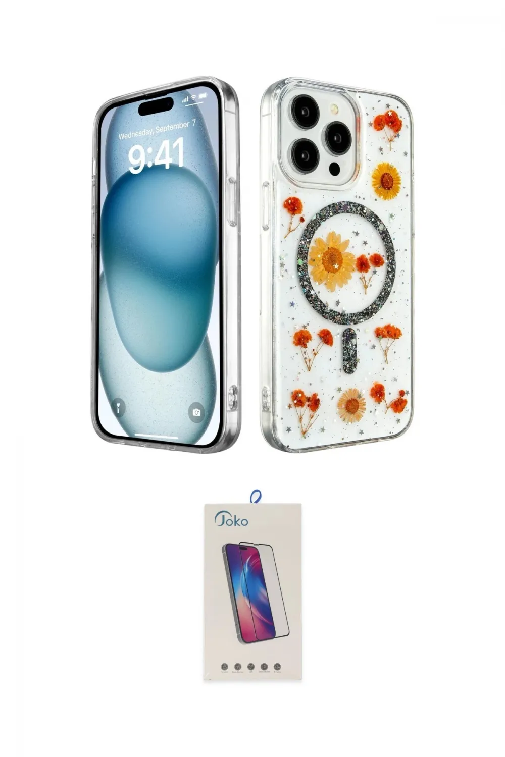 ieg™ iPhone 14 Pro Max Kılıf Kozmos Doku - Siyah Joko 5D Cam