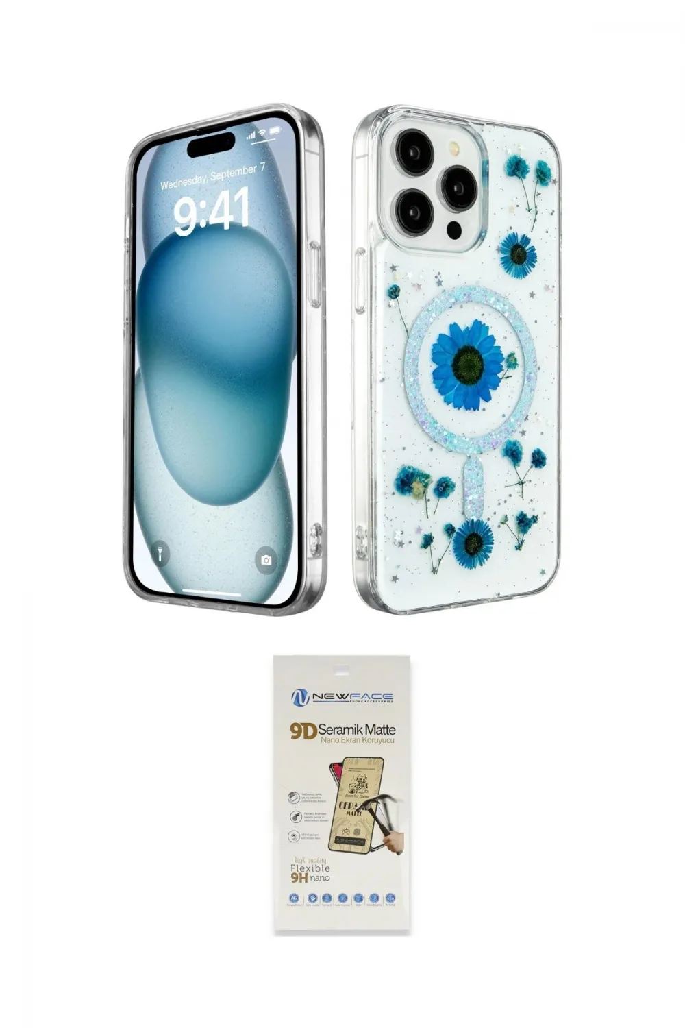 ieg™ iPhone 14 Pro Max Kılıf Kozmos Doku - Siyah Mat Seramik Nano Ekran Koruyucu