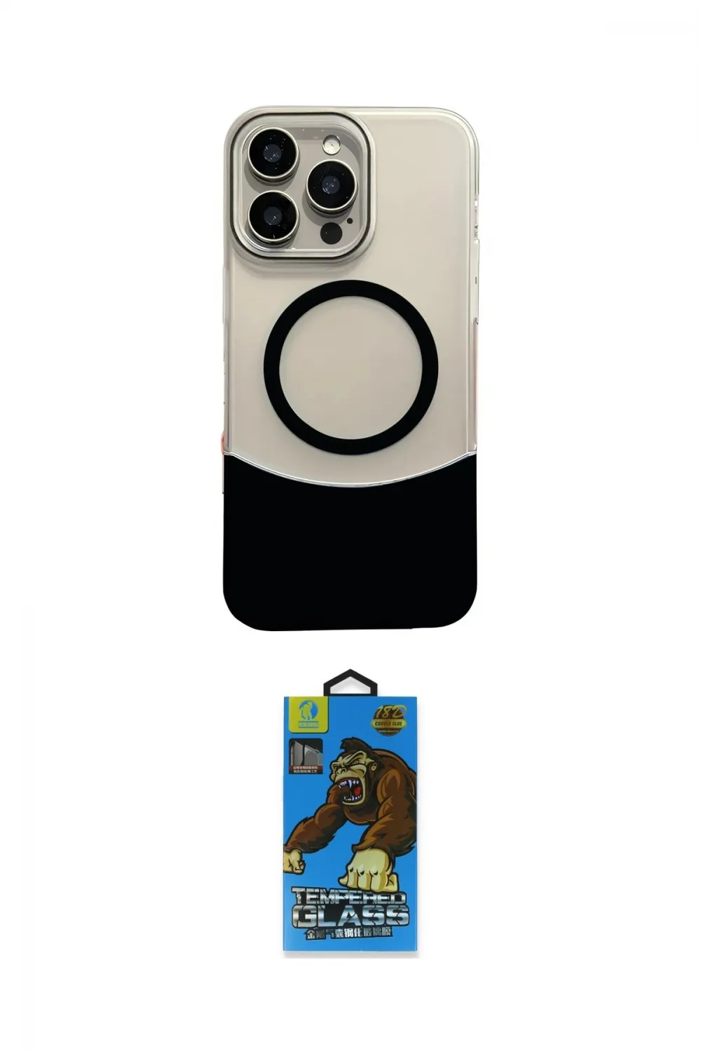 ieg™ iPhone 14 Pro Max Kılıf Kozmos Form Özel Seri - Siyah 18D Cam Ekran Koruyucu