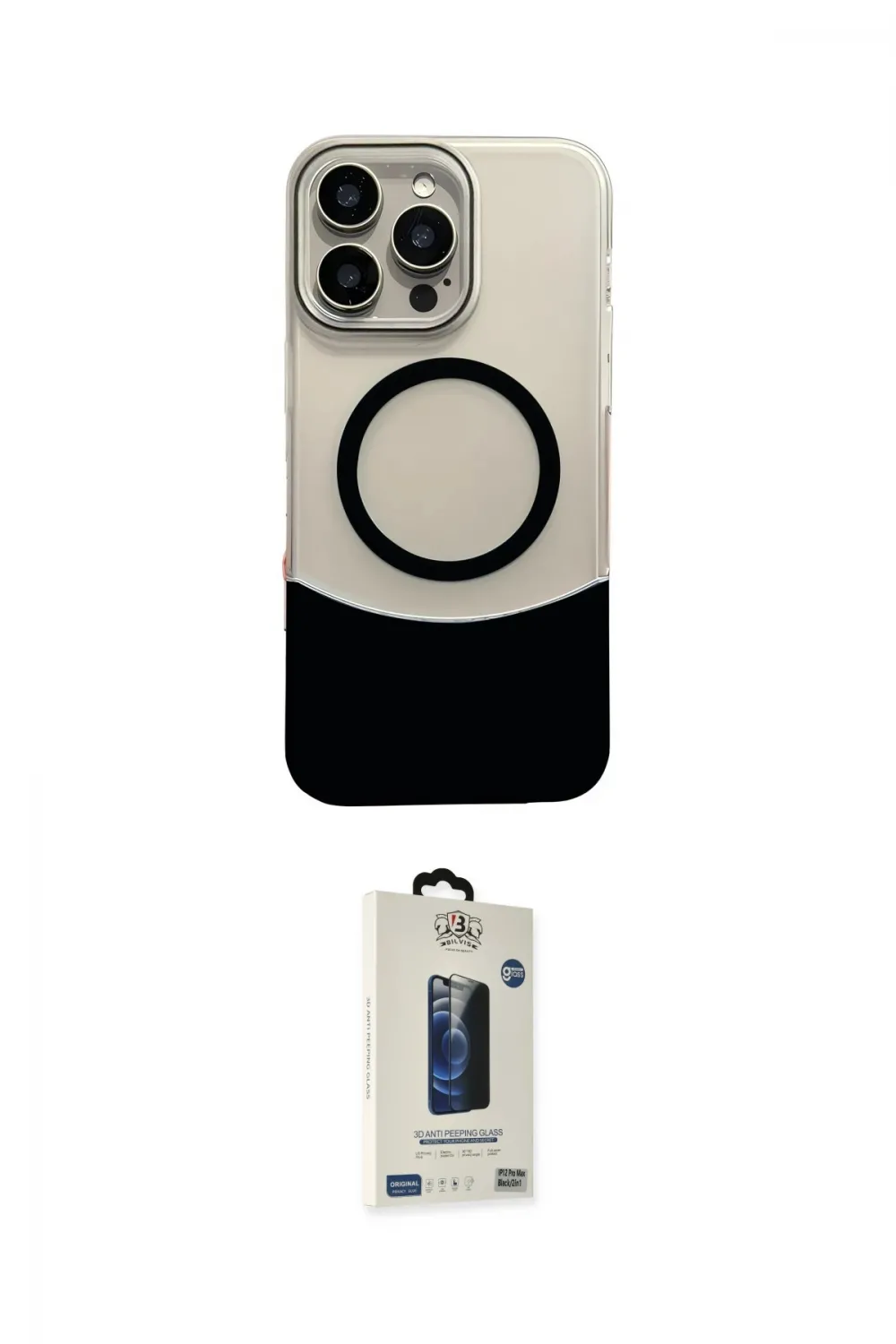 ieg™ iPhone 14 Pro Max Kılıf Kozmos Form Özel Seri - Siyah Bilvis Hayalet Cam Ekran Koruyucu