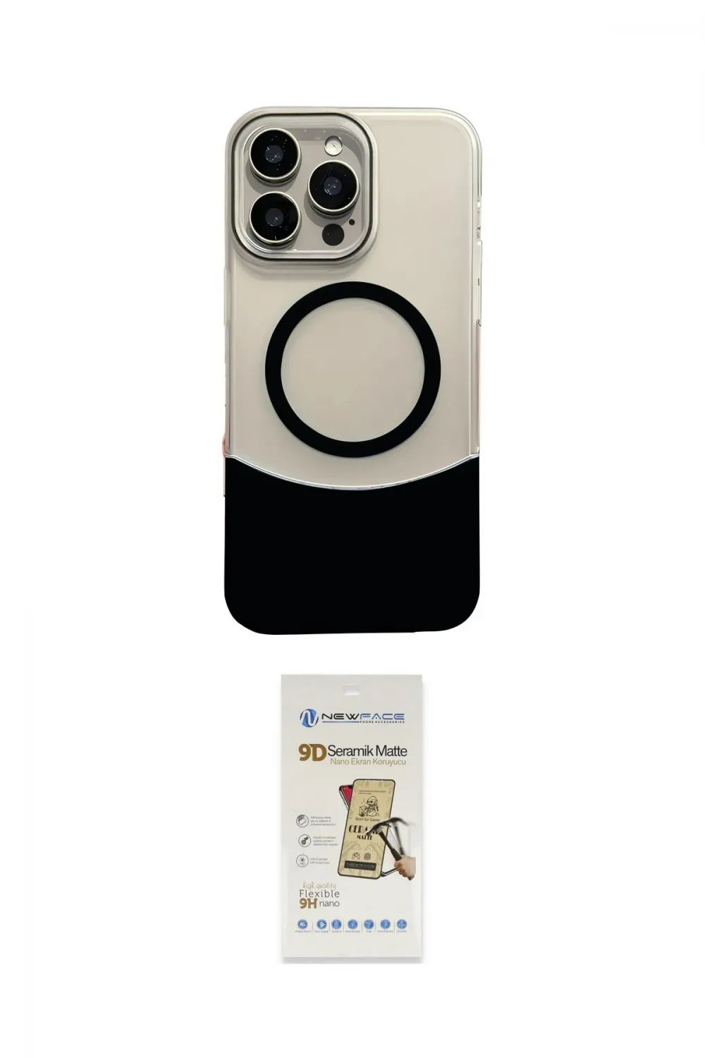 ieg™ iPhone 14 Pro Max Kılıf Kozmos Form Özel Seri - Siyah Mat Seramik Nano Ekran Koruyucu