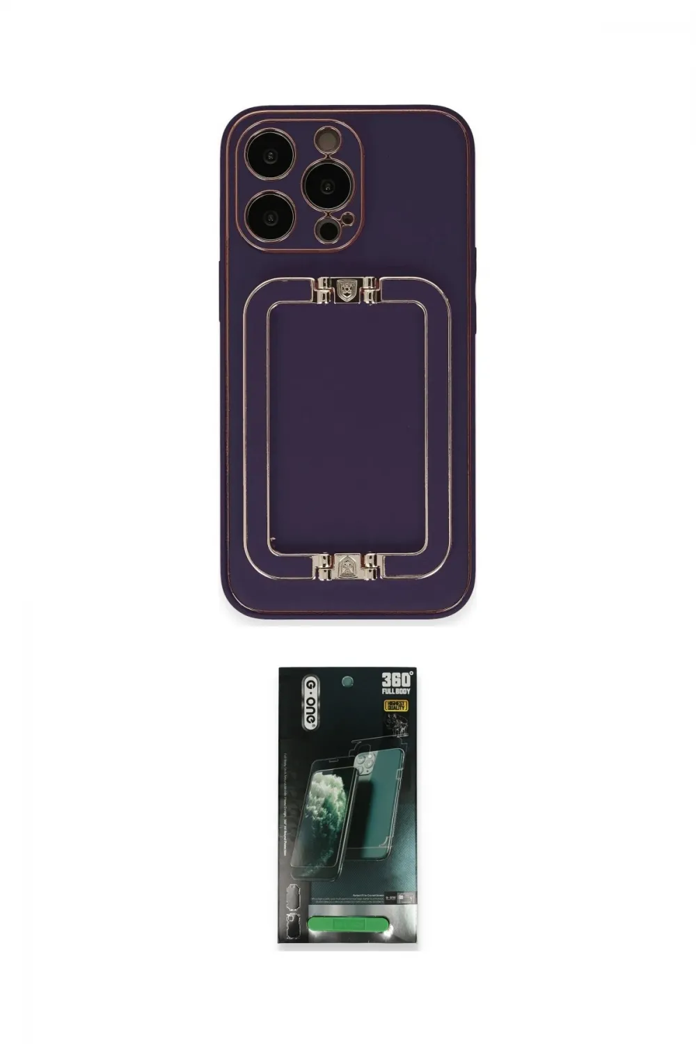 ieg™ iPhone 14 Pro Max Kılıf Kozmos Minimal Prime - Siyah 360 Mat Full Body Arka Koruyucu