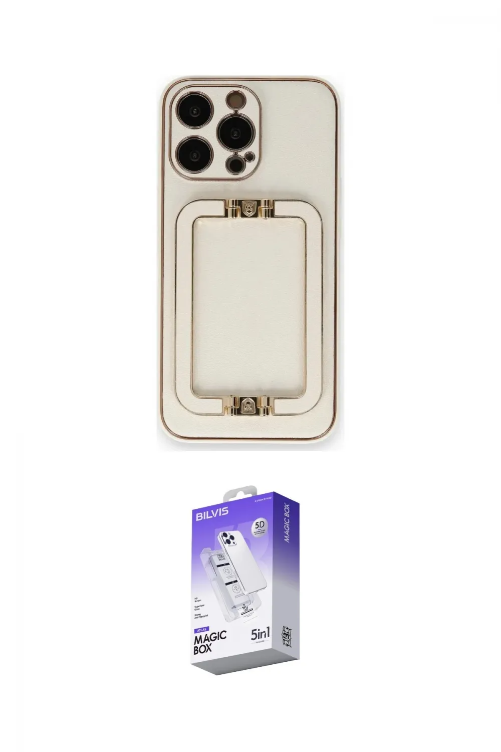 ieg™ iPhone 14 Pro Max Kılıf Kozmos Minimal Prime - Siyah Bilvis 5in1 3D Magic Cam Ekran Koruyucu