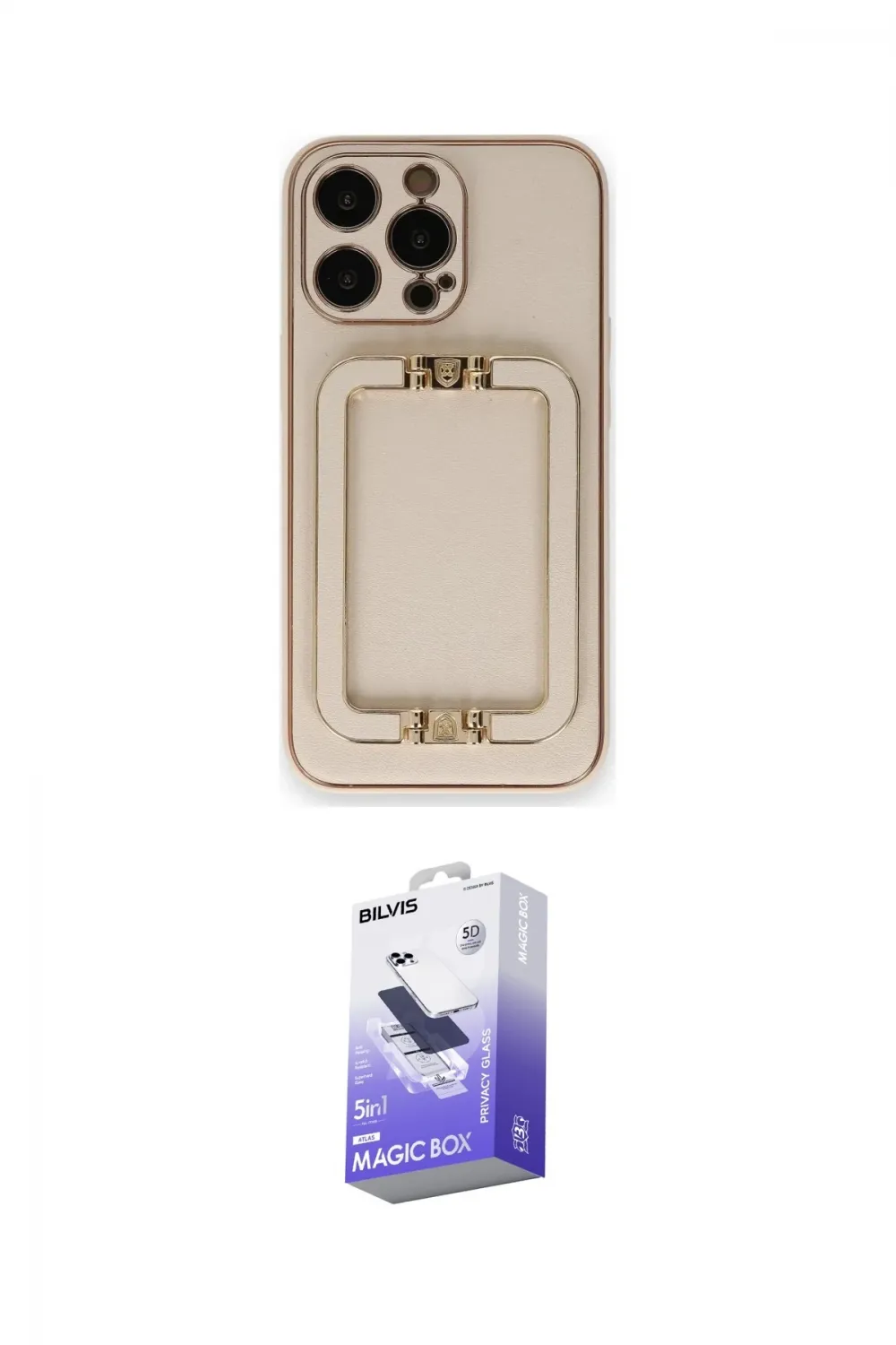 ieg™ iPhone 14 Pro Max Kılıf Kozmos Minimal Prime - Siyah Bilvis 5in1 5D Magic Hayalet Cam Ekran Koruyucu
