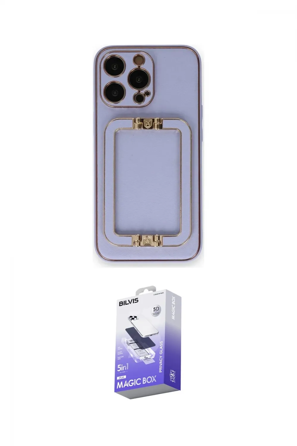 ieg™ iPhone 14 Pro Max Kılıf Kozmos Minimal Prime - Siyah Bilvis 5in1 5D Magic Hayalet Cam Ekran Koruyucu