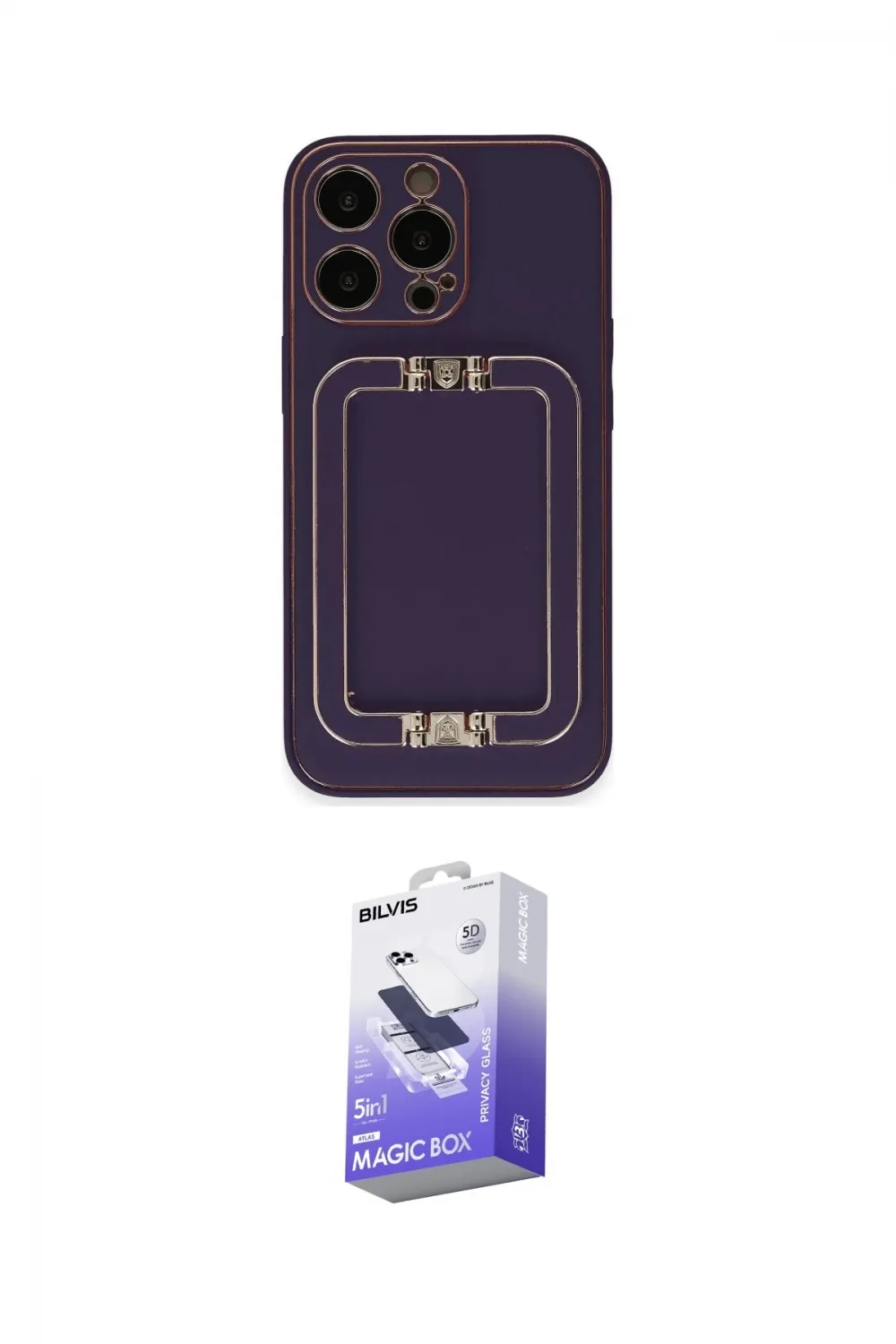 ieg™ iPhone 14 Pro Max Kılıf Kozmos Minimal Prime - Siyah Bilvis 5in1 5D Magic Hayalet Cam Ekran Koruyucu