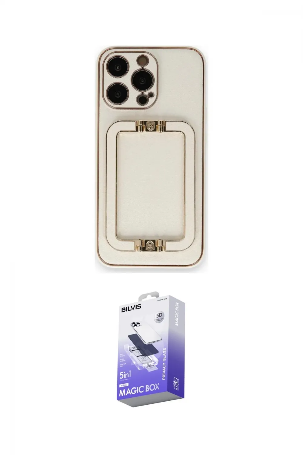 ieg™ iPhone 14 Pro Max Kılıf Kozmos Minimal Prime - Siyah Bilvis 5in1 5D Magic Hayalet Cam Ekran Koruyucu