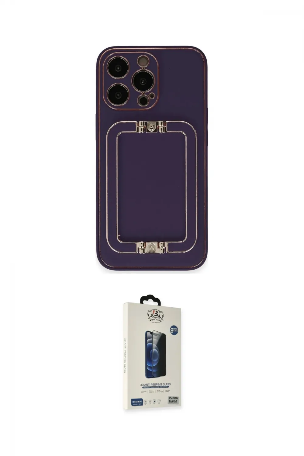 ieg™ iPhone 14 Pro Max Kılıf Kozmos Minimal Prime - Siyah Bilvis Hayalet Cam Ekran Koruyucu