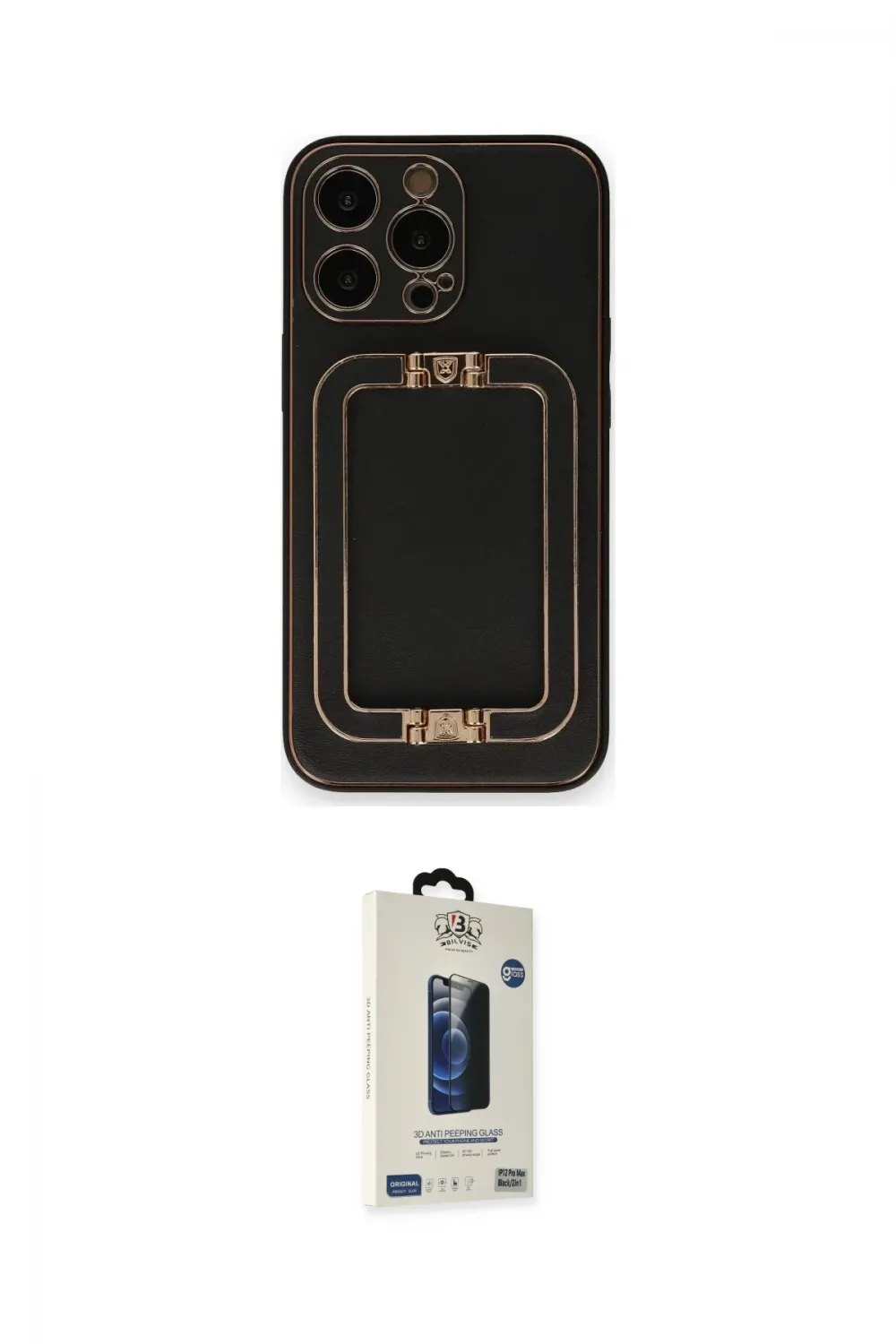 ieg™ iPhone 14 Pro Max Kılıf Kozmos Minimal Prime - Siyah Bilvis Hayalet Cam Ekran Koruyucu
