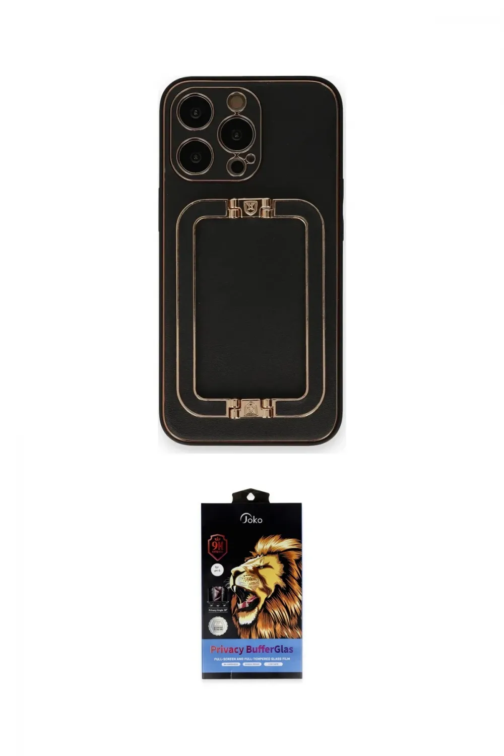 ieg™ iPhone 14 Pro Max Kılıf Kozmos Minimal Prime - Siyah Buffer Hayalet Cam Ekran Koruyucu