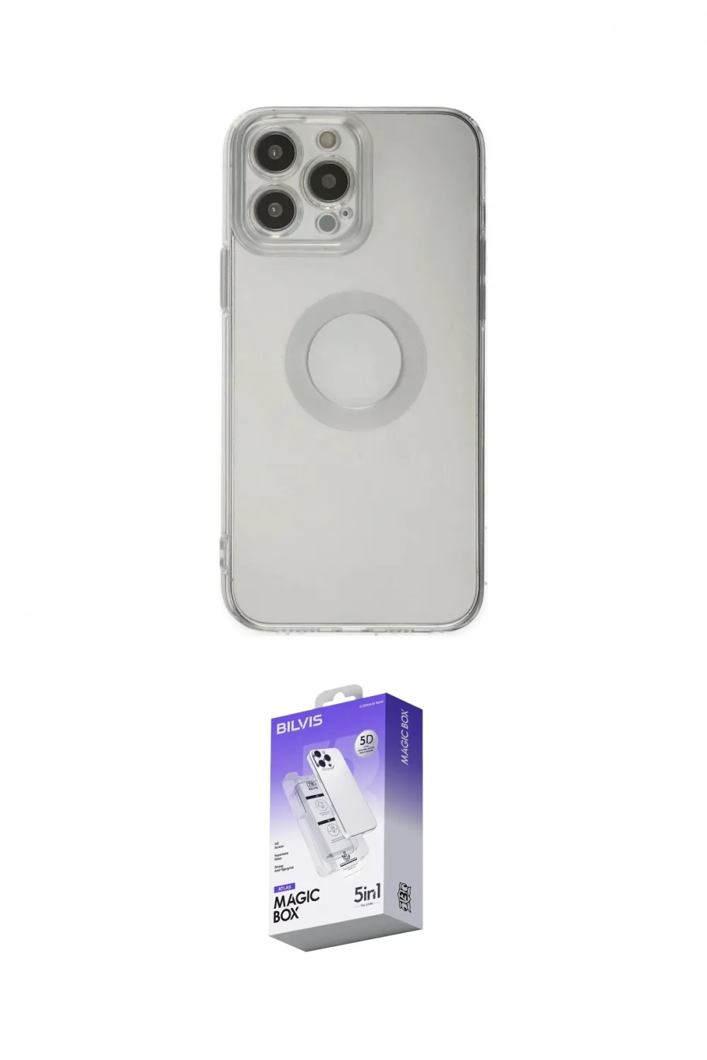 ieg™ iPhone 14 Pro Max Kılıf Kutup Klasik - Siyah Bilvis 5in1 3D Magic Cam Ekran Koruyucu