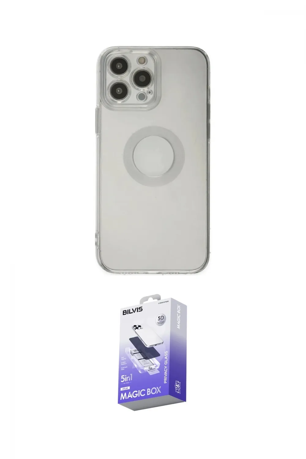 ieg™ iPhone 14 Pro Max Kılıf Kutup Klasik - Siyah Bilvis 5in1 5D Magic Hayalet Cam Ekran Koruyucu
