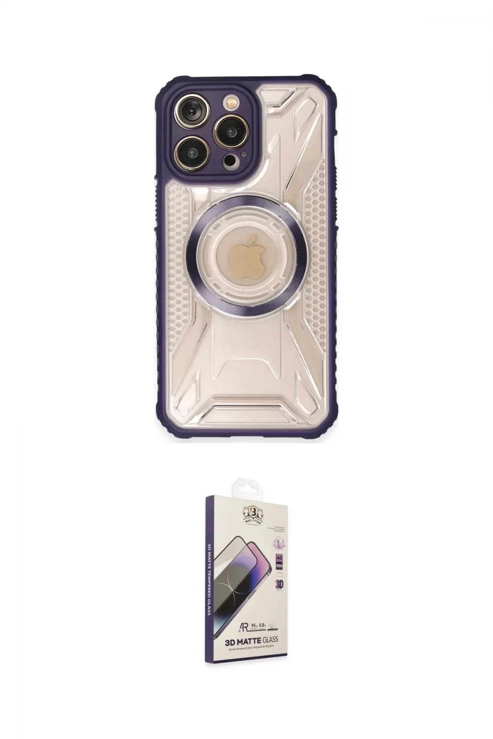 ieg™ iPhone 14 Pro Max Kılıf Kutup Modern - Siyah Bilvis 3D Mat Cam Ekran Koruyucu