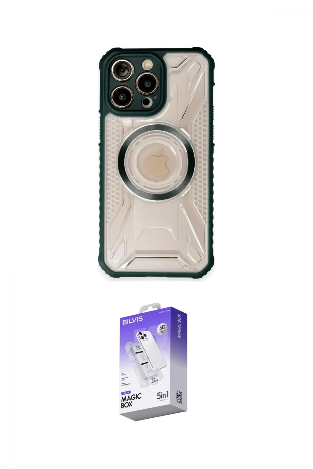 ieg™ iPhone 14 Pro Max Kılıf Kutup Modern - Siyah Bilvis 5in1 3D Magic Cam Ekran Koruyucu