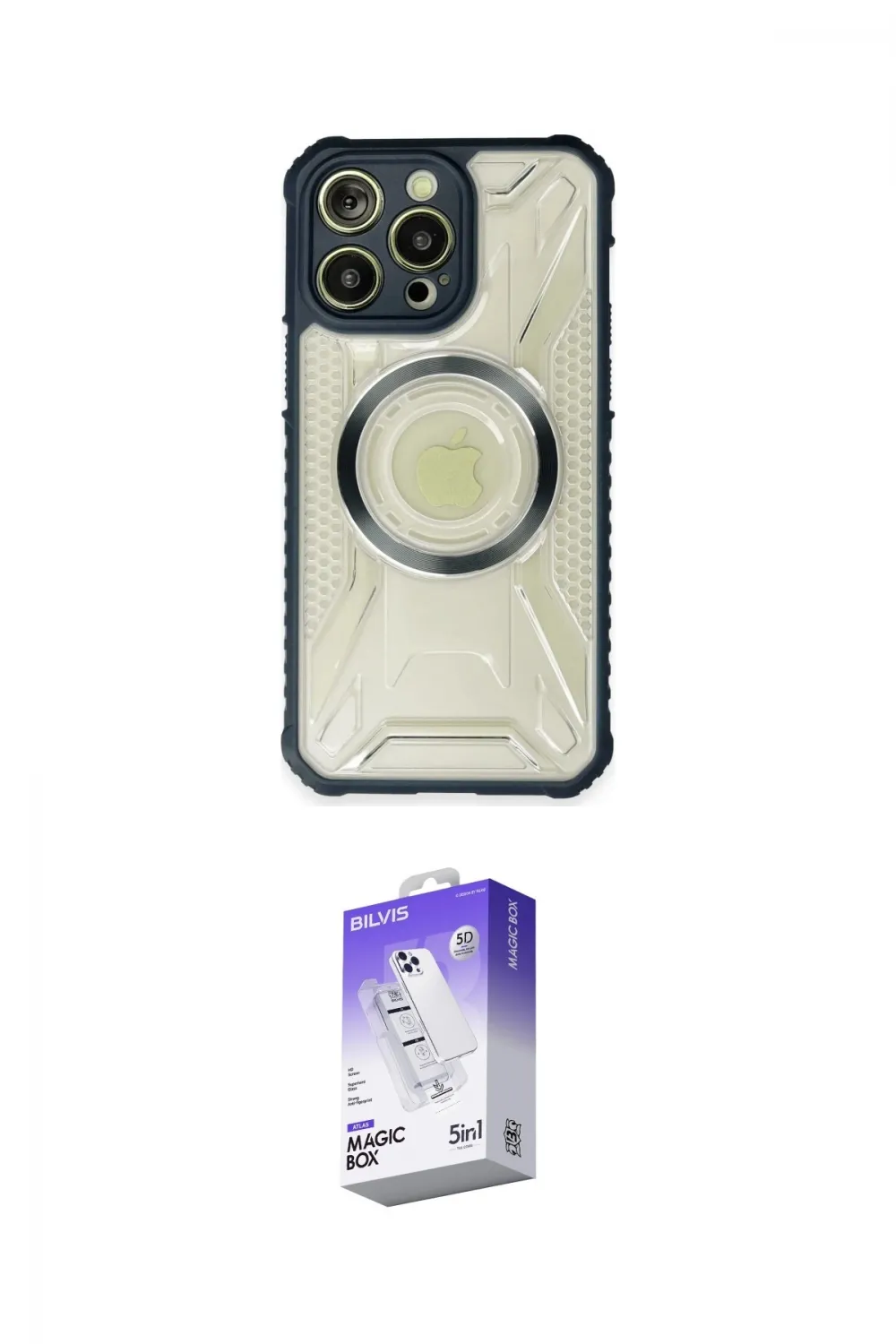 ieg™ iPhone 14 Pro Max Kılıf Kutup Modern - Siyah Bilvis 5in1 3D Magic Cam Ekran Koruyucu