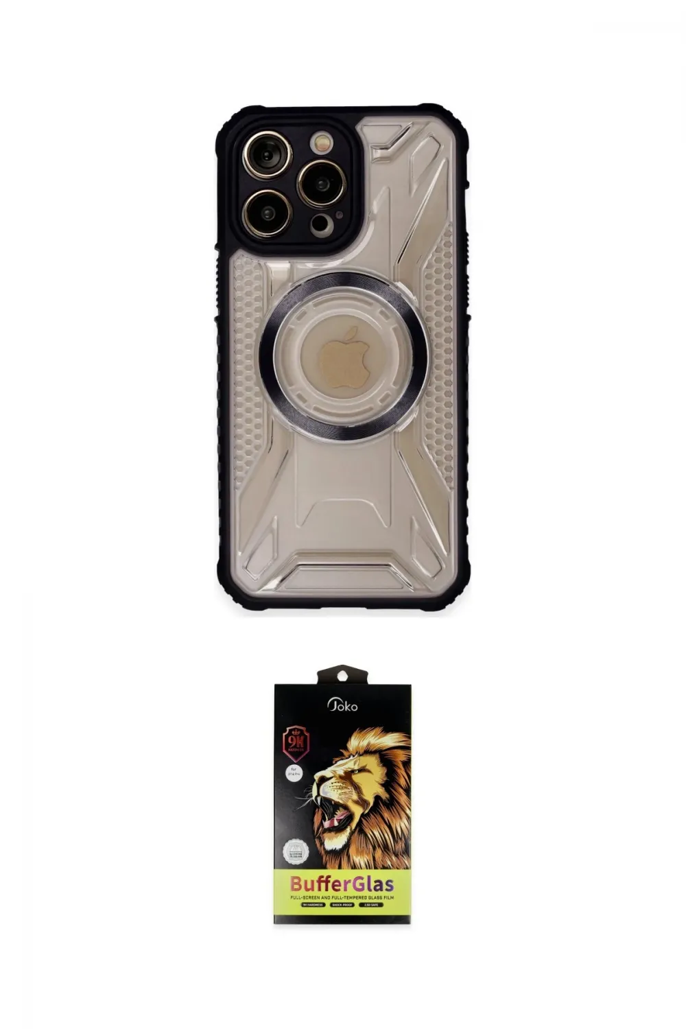 ieg™ iPhone 14 Pro Max Kılıf Kutup Modern - Siyah Buffer Cam Ekran Koruyucu