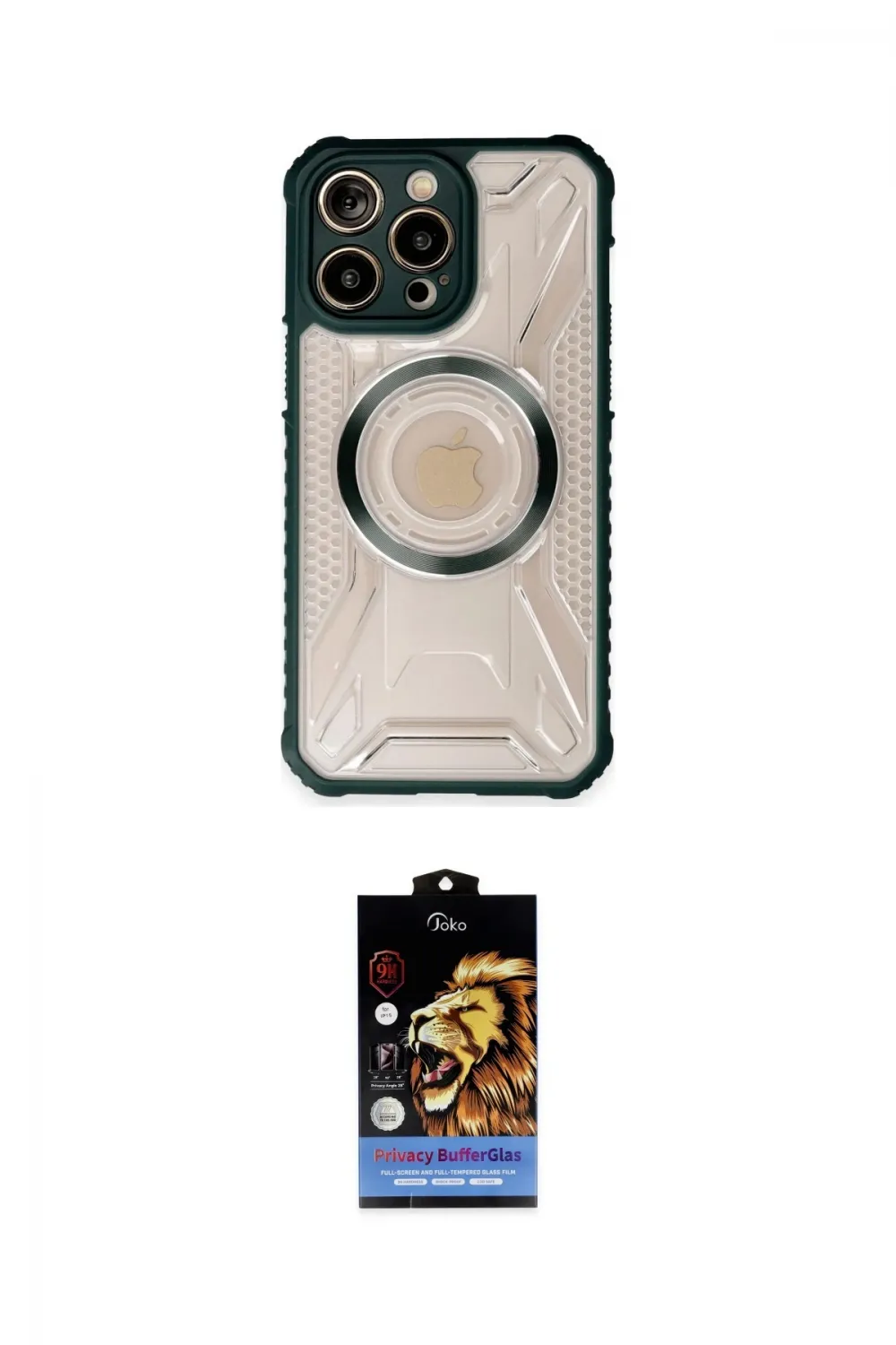 ieg™ iPhone 14 Pro Max Kılıf Kutup Modern - Siyah Buffer Hayalet Cam Ekran Koruyucu
