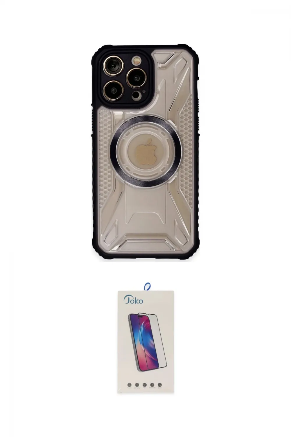ieg™ iPhone 14 Pro Max Kılıf Kutup Modern - Siyah Joko 5D Cam