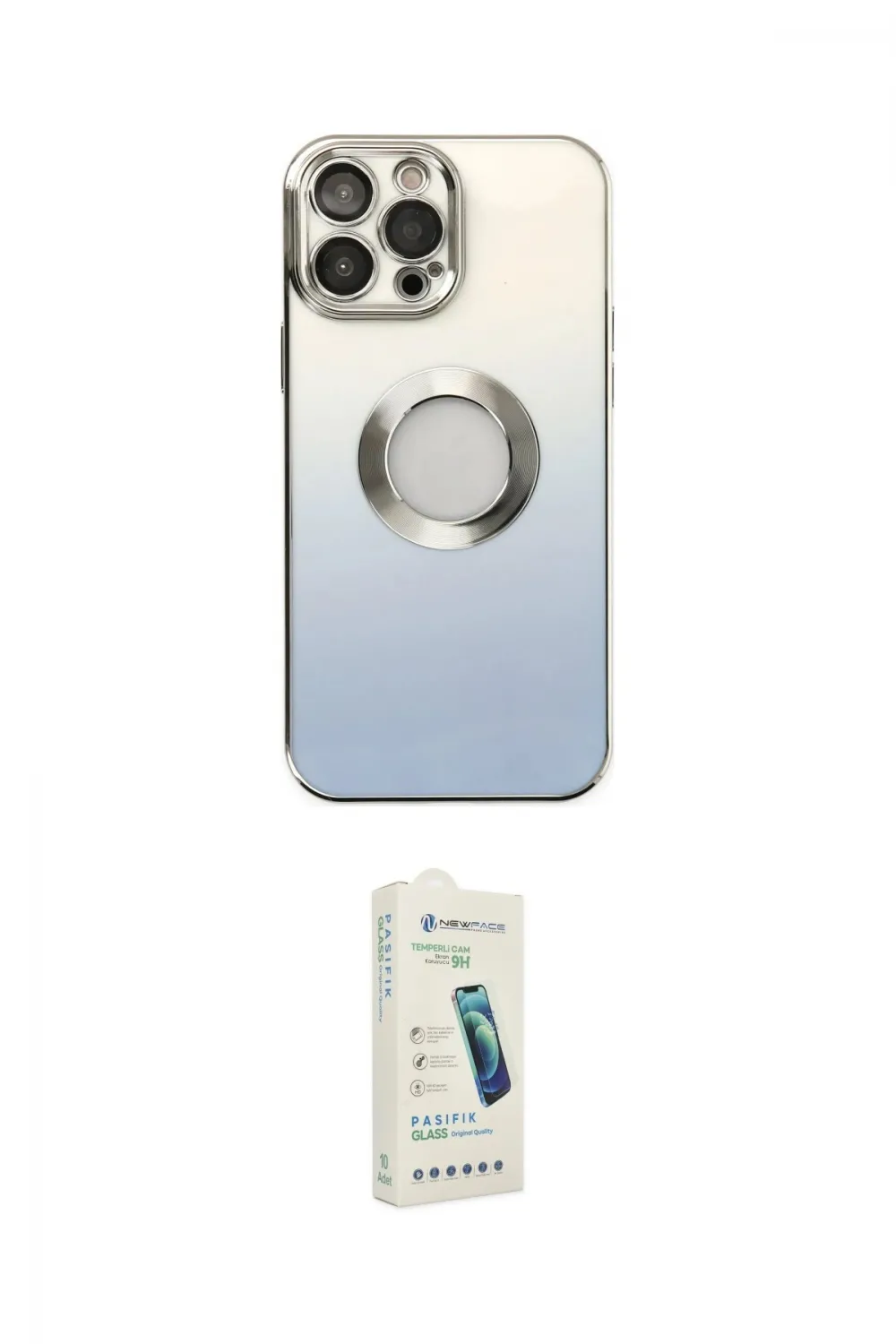 ieg™ iPhone 14 Pro Max Kılıf Kutup Yansıma Özel Seri - Şeffaf Pasifik Cam Ekran Koruyucu
