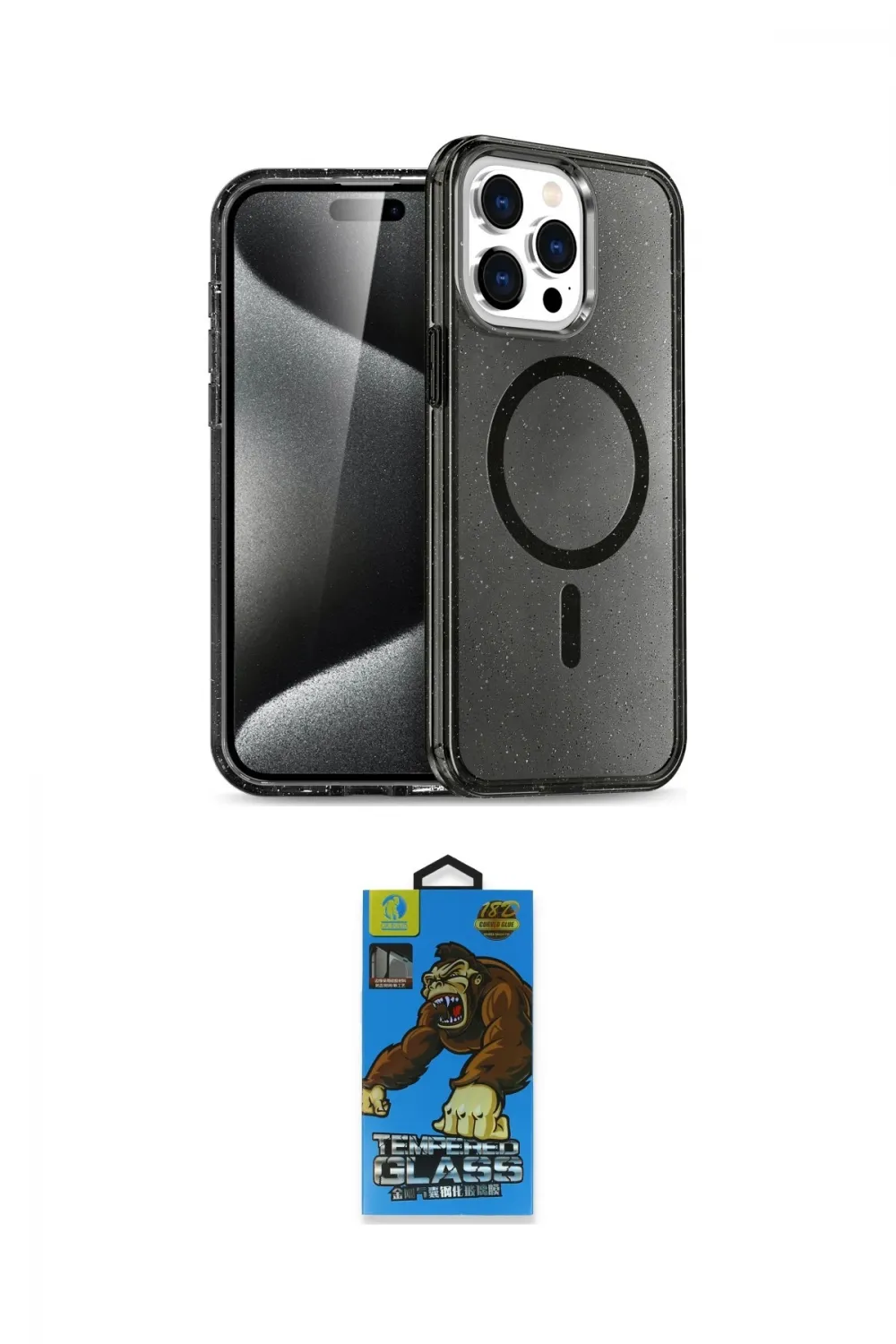 ieg™ iPhone 14 Pro Max Kılıf Nova Asil Prime - Siyah 18D Cam Ekran Koruyucu