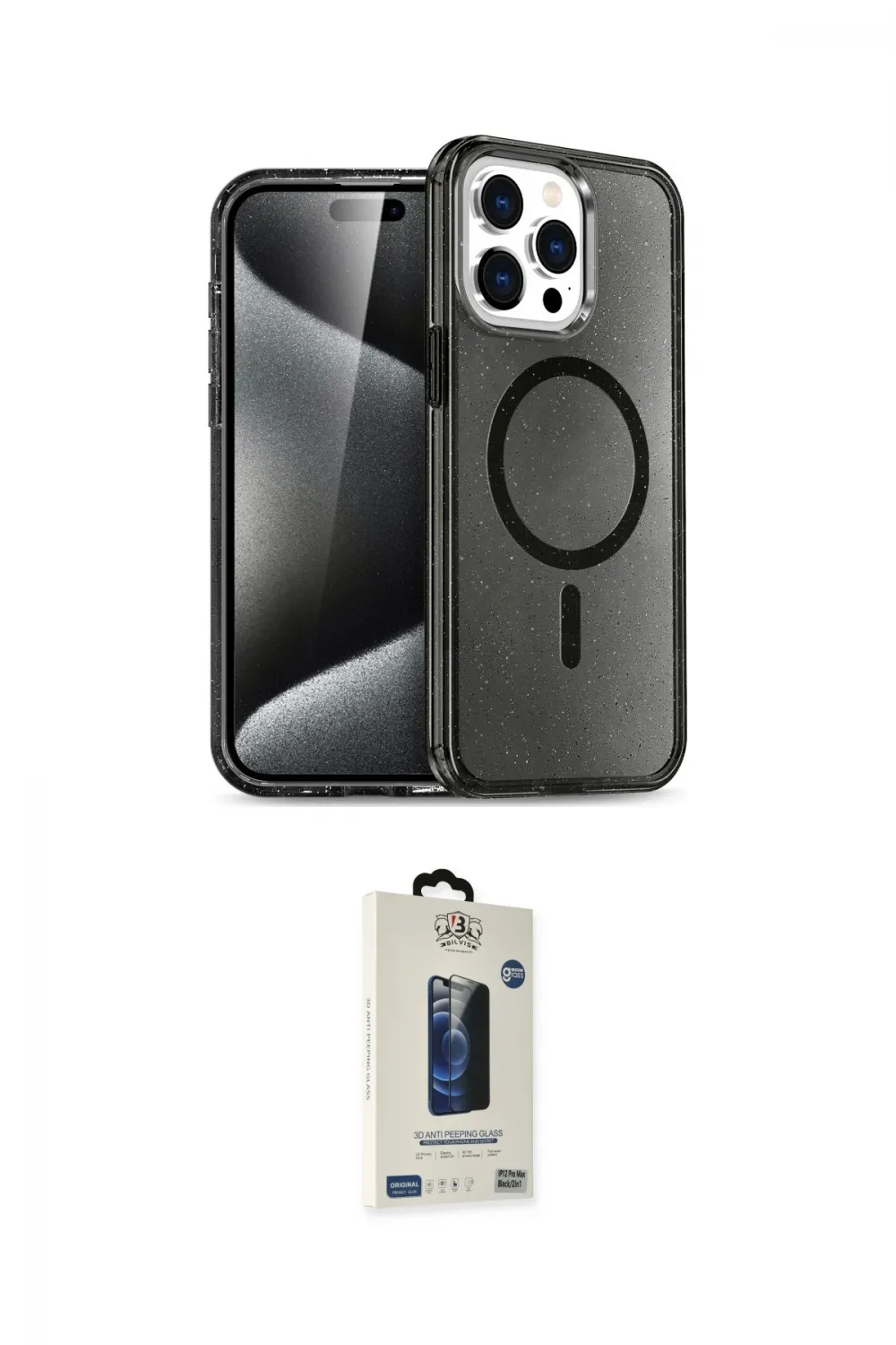 ieg™ iPhone 14 Pro Max Kılıf Nova Asil Prime - Siyah Bilvis Hayalet Cam Ekran Koruyucu