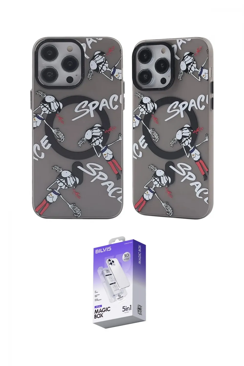 ieg™ iPhone 14 Pro Max Kılıf Nova Doku Koleksiyonu - Siyah Bilvis 5in1 3D Magic Cam Ekran Koruyucu