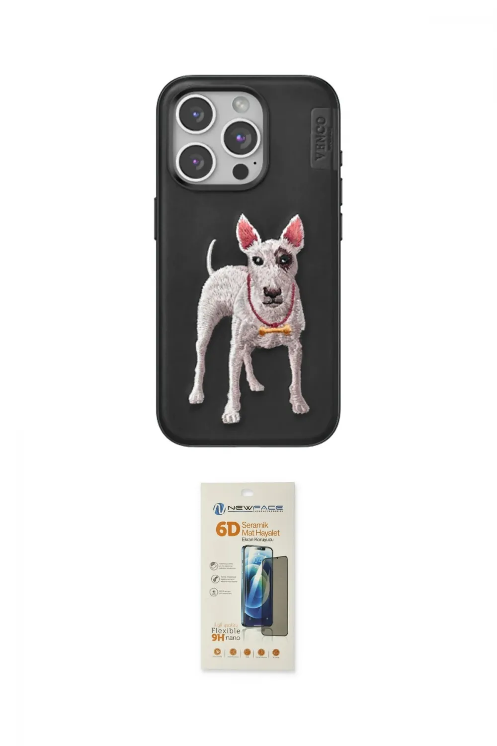 ieg™ iPhone 14 Pro Max Kılıf Nova Form Koleksiyonu - Siyah 6D Mat Seramik Hayalet Nano Ekran Koruyucu