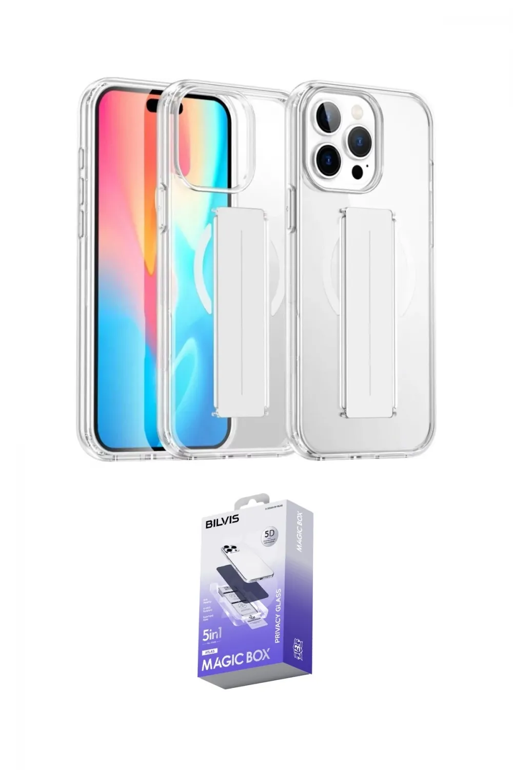 ieg™ iPhone 14 Pro Max Kılıf Nova Işık Koleksiyonu - Siyah Bilvis 5in1 5D Magic Hayalet Cam Ekran Koruyucu