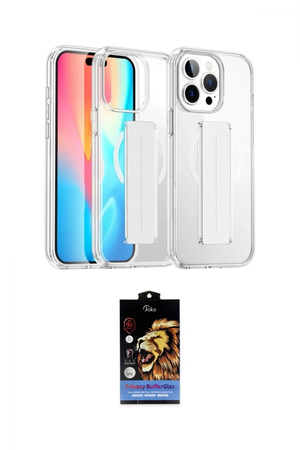 ieg™ iPhone 14 Pro Max Kılıf Nova Işık Koleksiyonu - Siyah Buffer Hayalet Cam Ekran Koruyucu