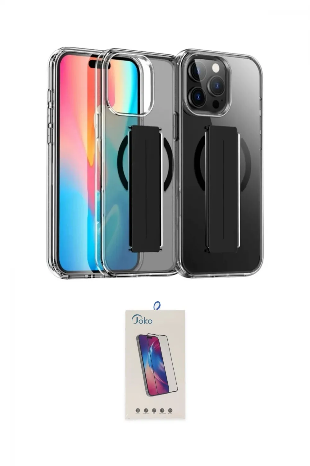 ieg™ iPhone 14 Pro Max Kılıf Nova Işık Koleksiyonu - Siyah Joko 5D Cam