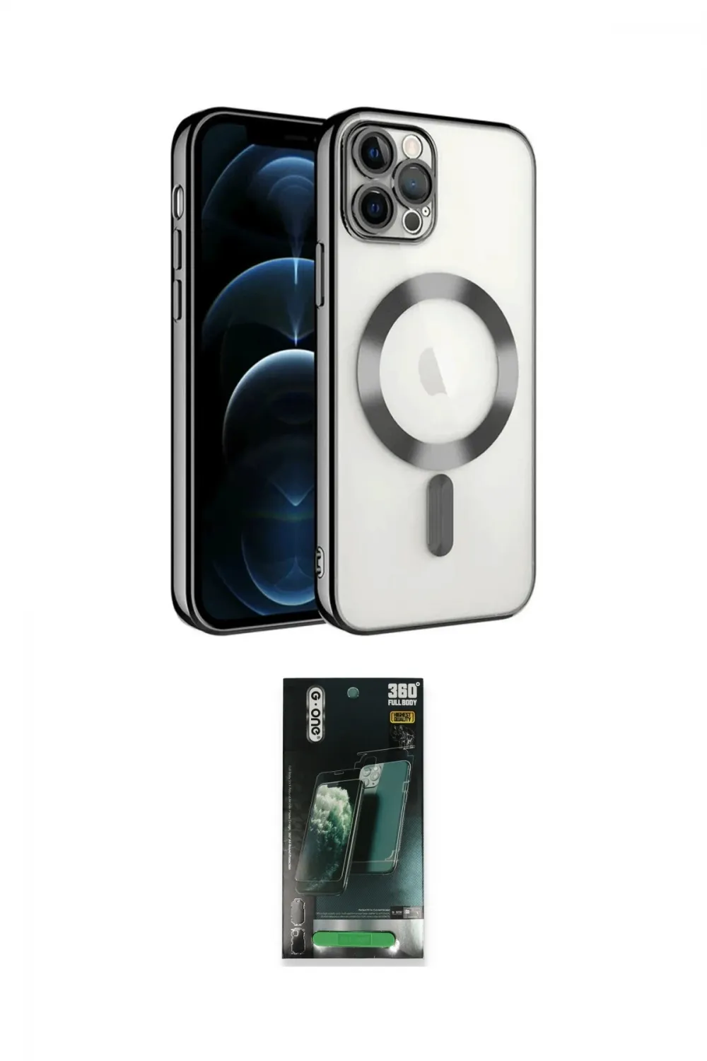 ieg™ iPhone 14 Pro Max Kılıf Nova Işık Özel Seri - Siyah 360 Mat Full Body Arka Koruyucu