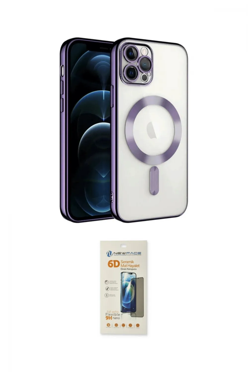 ieg™ iPhone 14 Pro Max Kılıf Nova Işık Özel Seri - Siyah 6D Mat Seramik Hayalet Nano Ekran Koruyucu