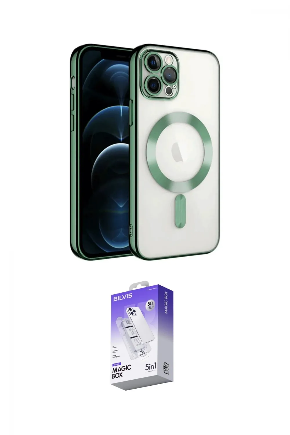 ieg™ iPhone 14 Pro Max Kılıf Nova Işık Özel Seri - Siyah Bilvis 5in1 3D Magic Cam Ekran Koruyucu
