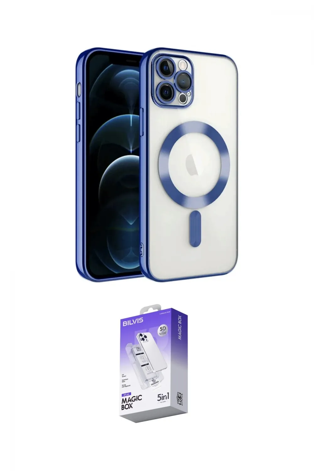 ieg™ iPhone 14 Pro Max Kılıf Nova Işık Özel Seri - Siyah Bilvis 5in1 3D Magic Cam Ekran Koruyucu